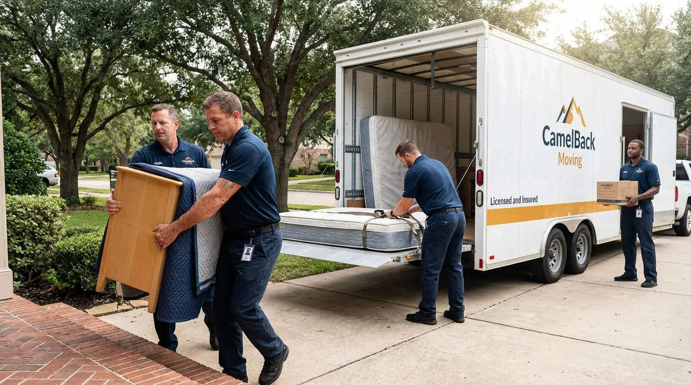 Crew loading residential truck for cross-state move from Lansdale, PA