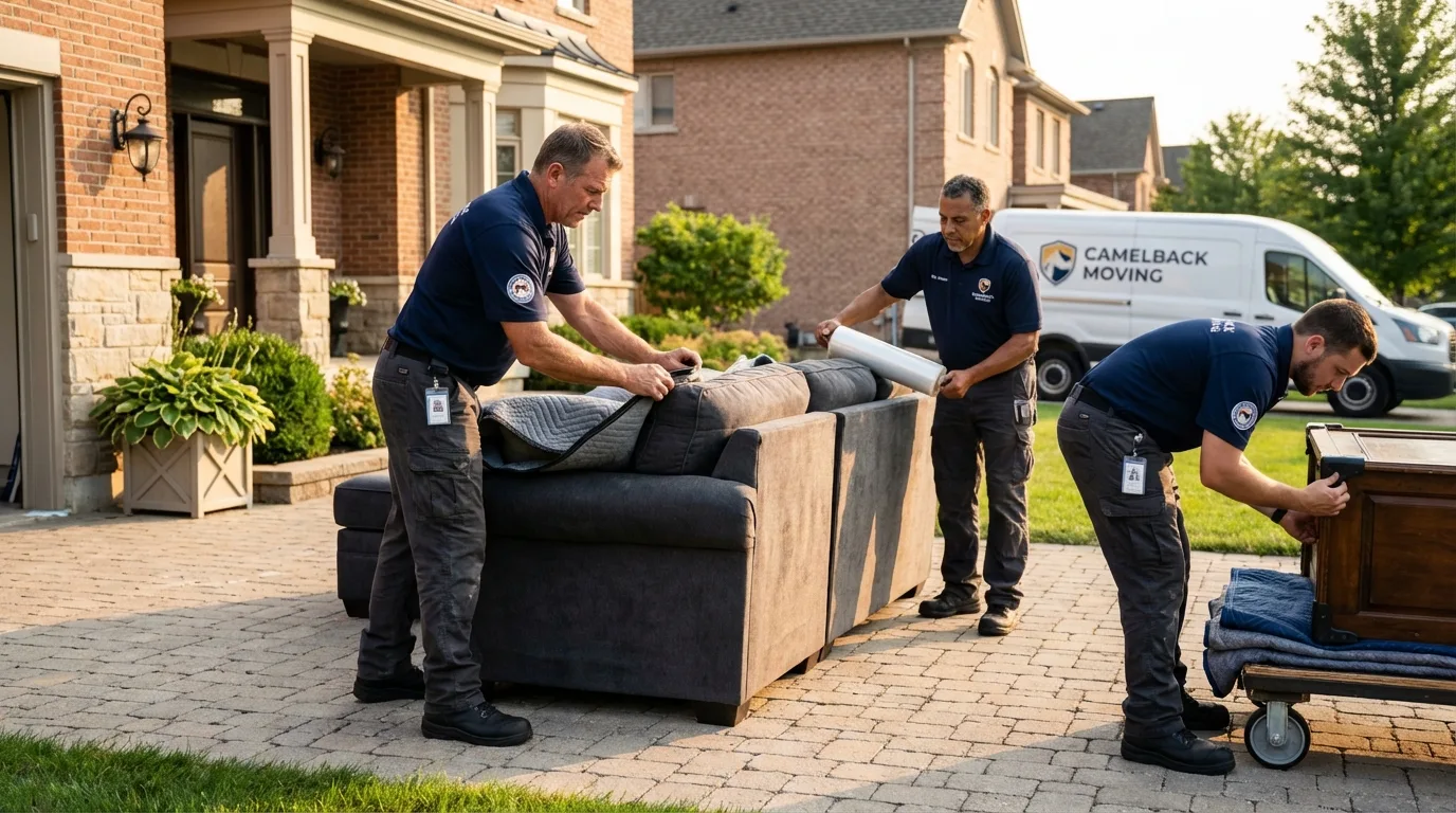 Large estate moving crew wrapping furniture in Lansdale, PA