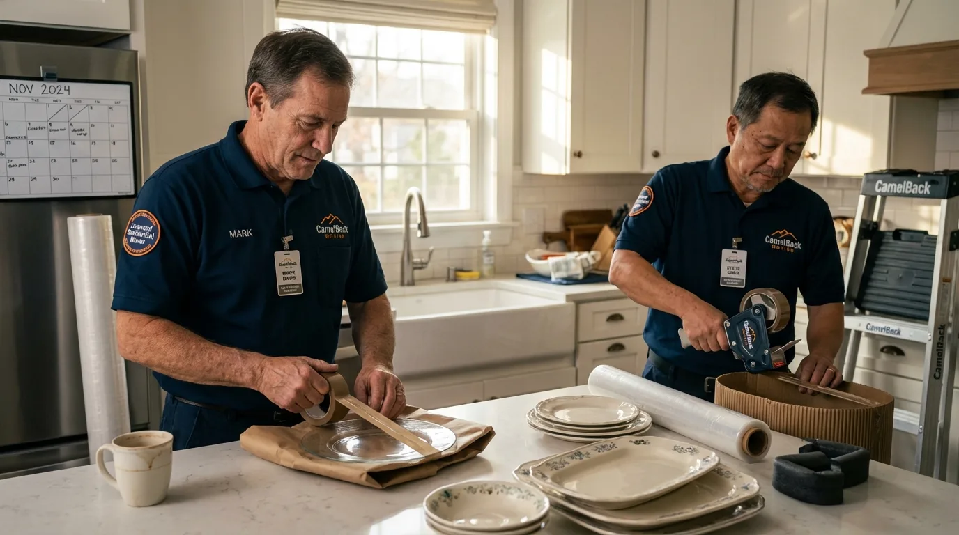 Professional crew packing kitchen dishware in Lansdale, PA